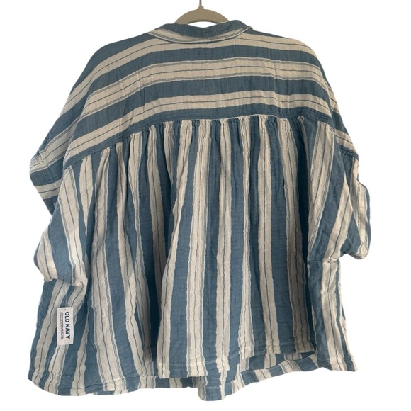 Old Navy plus size 3X shirt sleeve gauze cotton button down blouse NWT casual - Picture 4 of 11